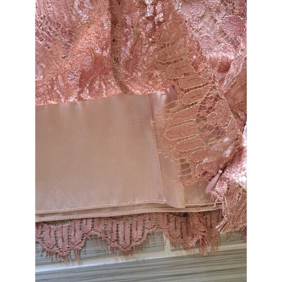 Ann Taylor Petites 6P Pink Rose Lace Peplum Top Cap Sleeves  V-Neck Y2K Romantic - Picture 5 of 8
